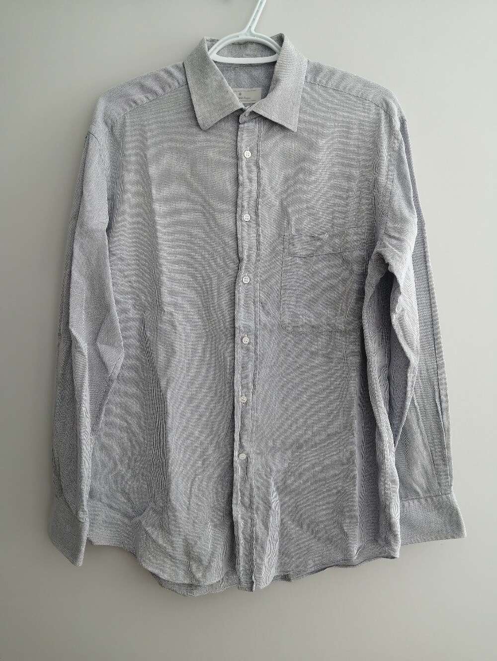 Ermenegildo Zegna Men's Button Up Dress Shirt White Blue Check Size 15.5
